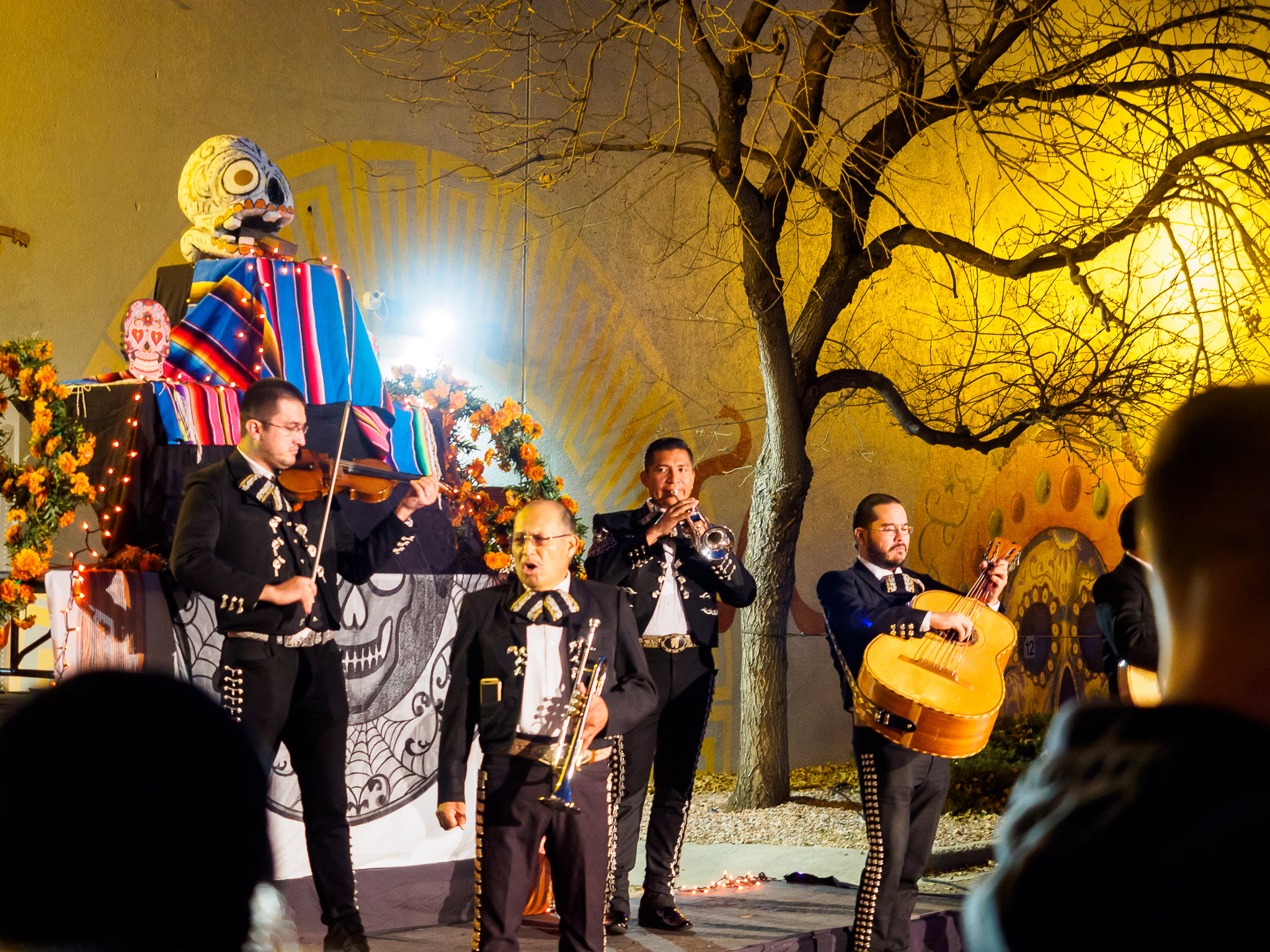 A band plays for the Day of the Dead
