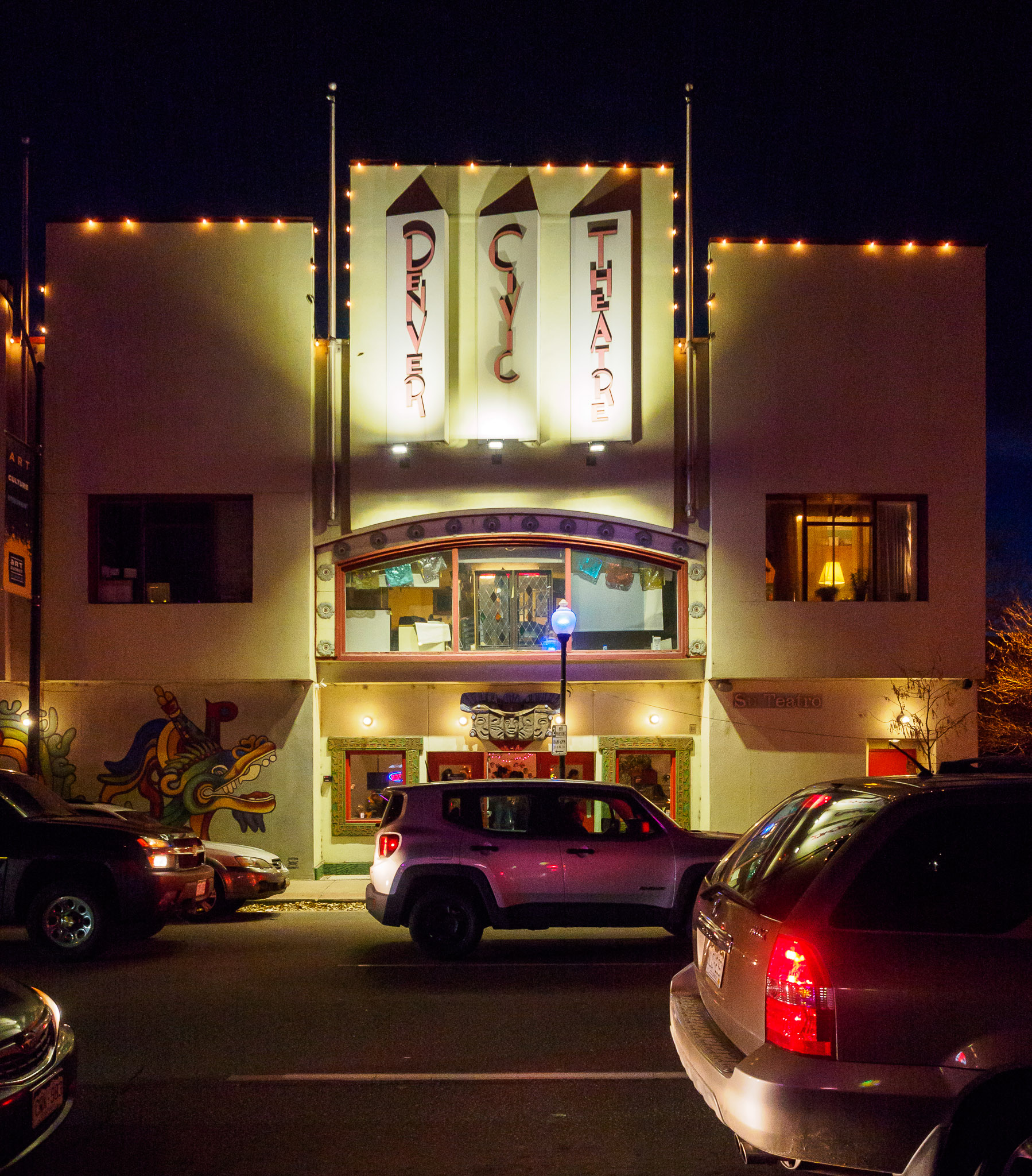 Denver Civic Theatre at night