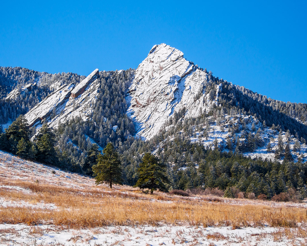 Flatirons covered in snow